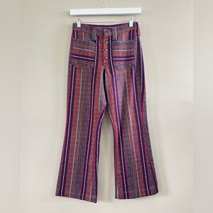 Vintage 1970s Lady Wrangler Patch Pocket Button Fly‎ Striped Pants  26" Waist
